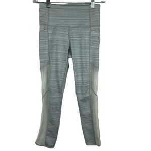 Athleta Leggings  XS Grey White Chaturanga Jacquard Mesh High Rise Athleisure